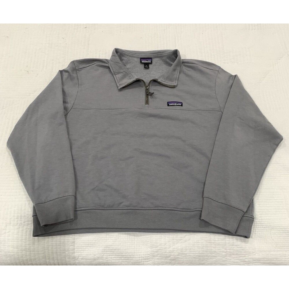 Patagonia Women's Ahnya 1/4 Zip Pullover XL Noble Gray Cotton Blend Sweatshirt